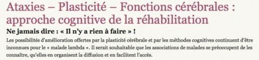 La réhabilitation par la neuroplasticité, la vision de l